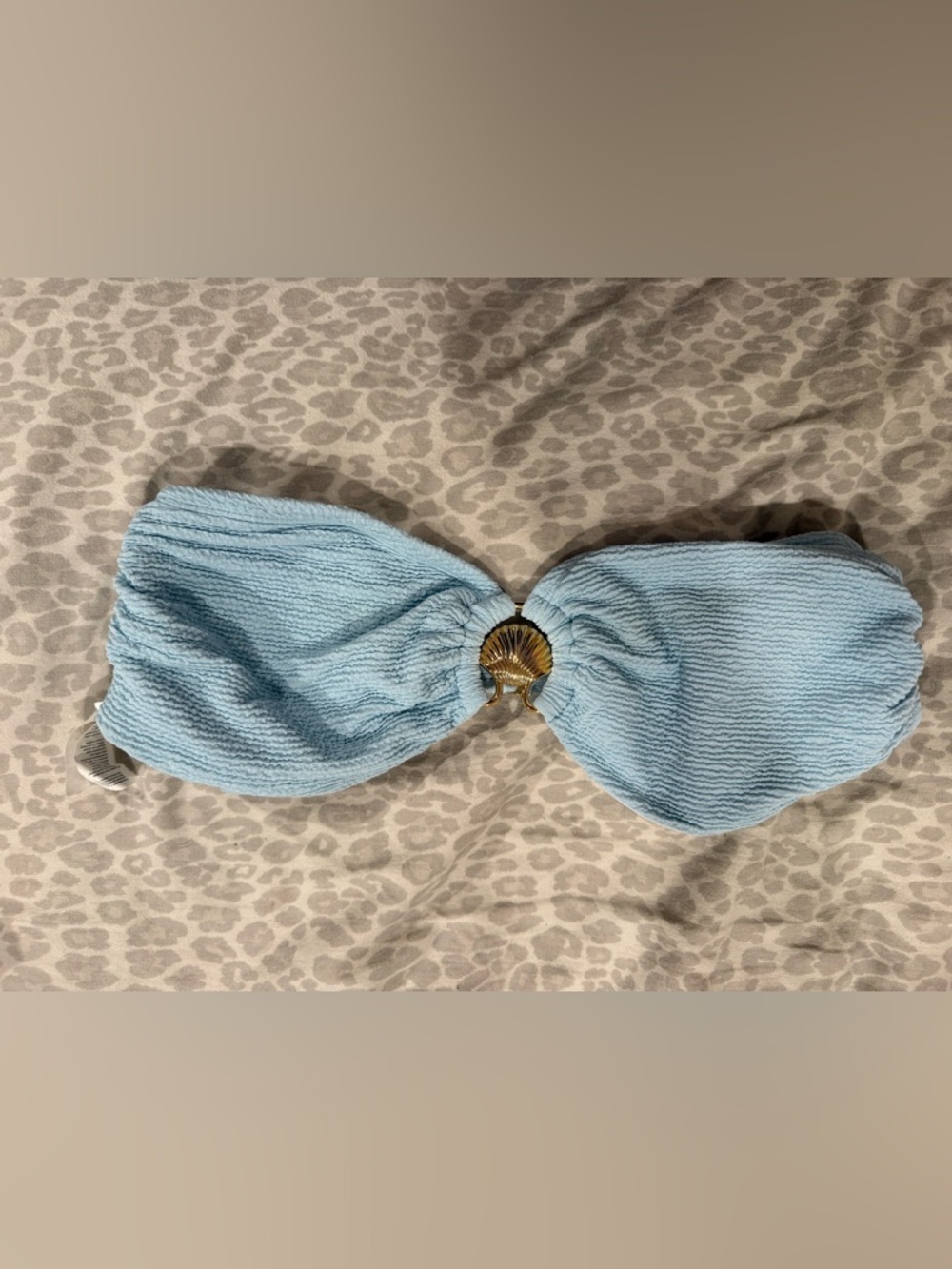 Light Blue Shell-Accent Bathing Suit Top